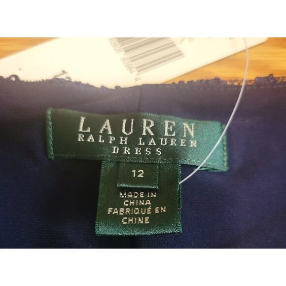 Ralph Lauren Women's Formal Dress Size 12 Navy Blue Sequins Cowl Neck New W Tags - Picture 9 of 16